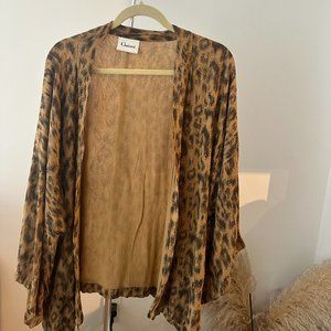 GANNI Leopard Print Crepe Kimono